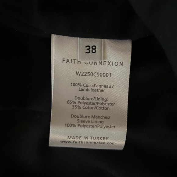 FAITH CONNEXION Off The Shoulder Silver Leather Jacket, sz FR38/US6 - Picture 9 of 9